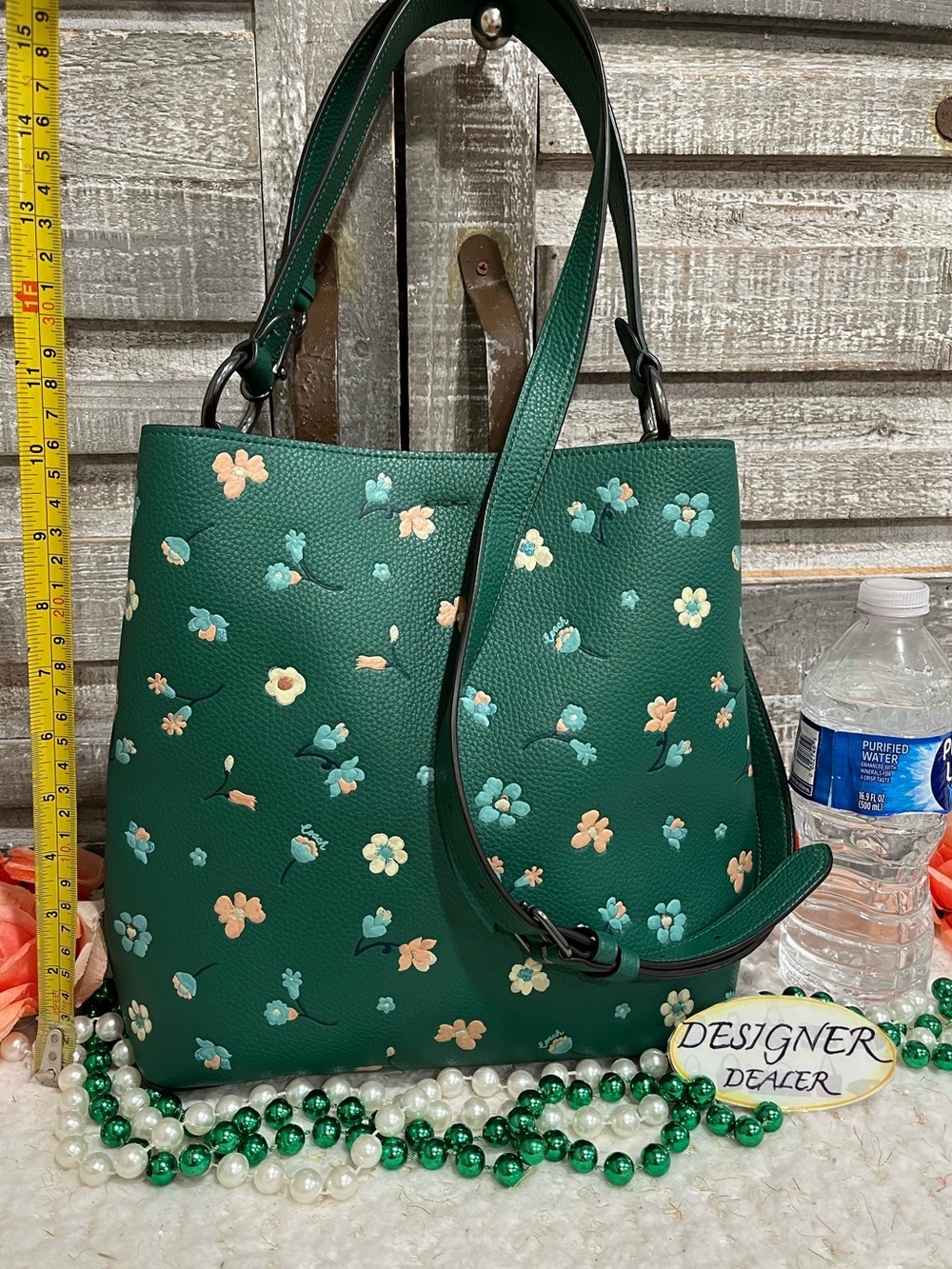 COACH Town Mystical Floral  Leather Bucket Bag C8214 - Picture 7 of 12